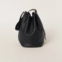 Black Leather Bucket Bag | Miu Miu