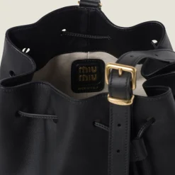Black Leather Bucket Bag | Miu Miu