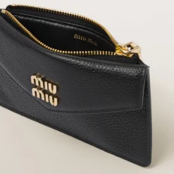 Black Leather Card Holder | Miu Miu