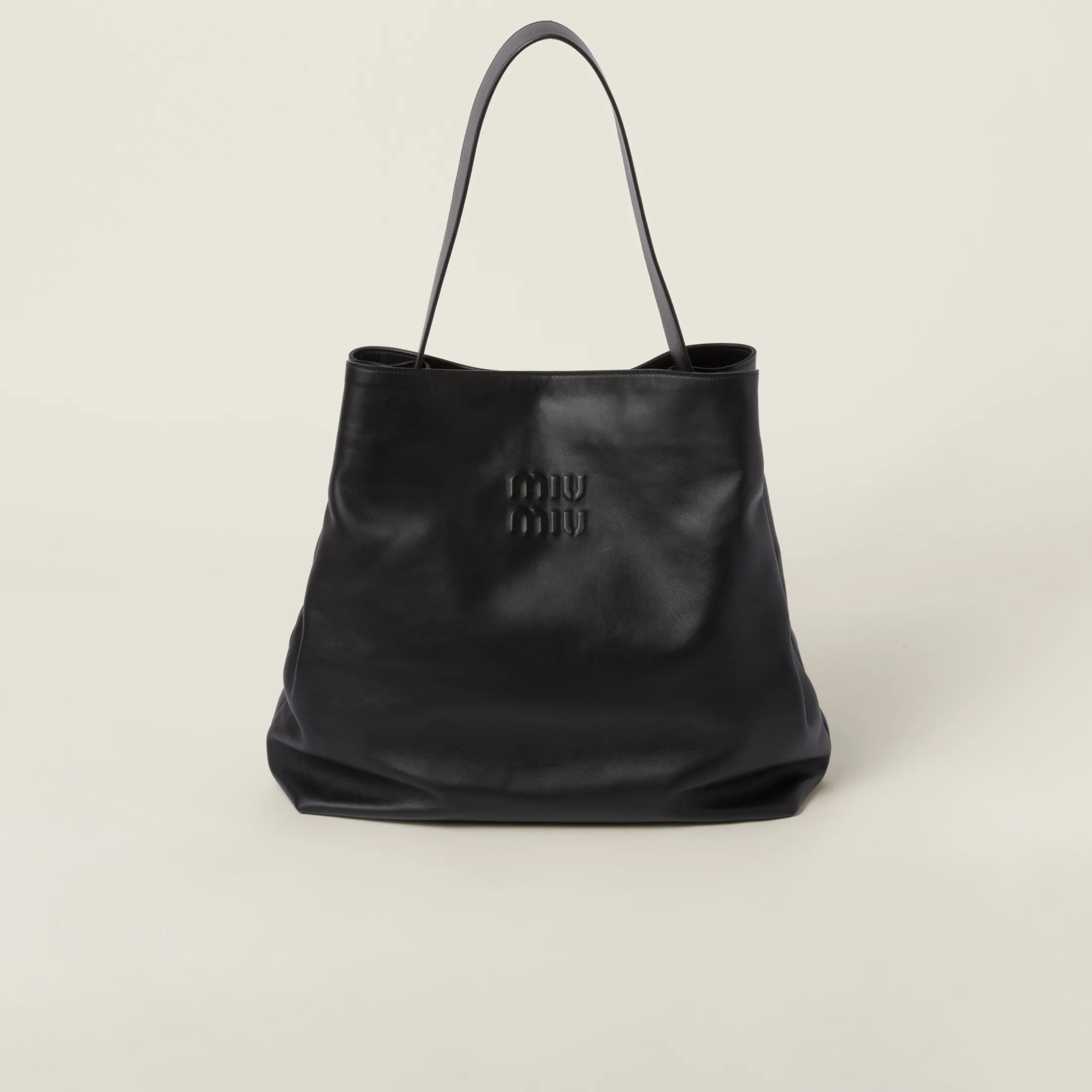 Black Leather Hobo Bag | Miu Miu