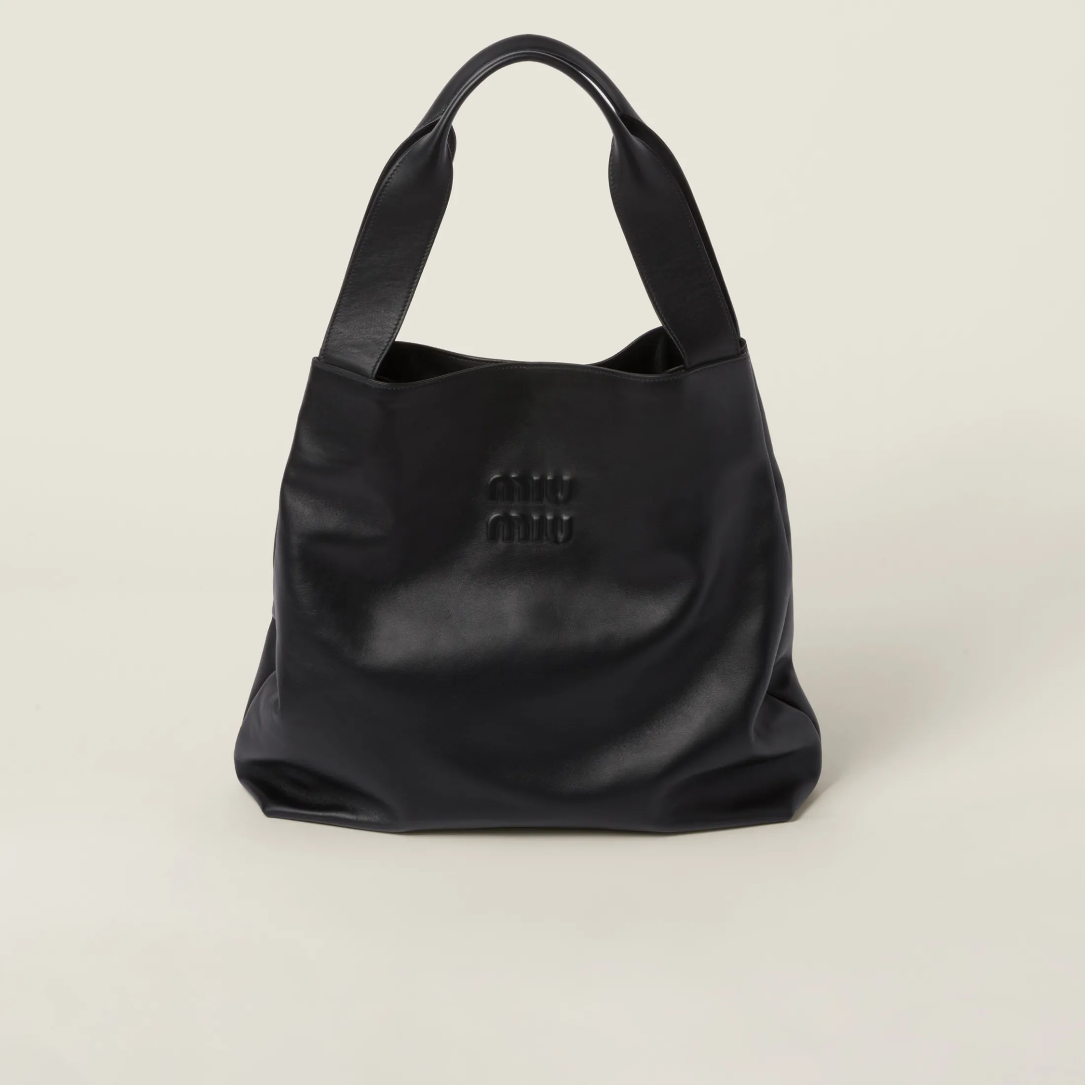 Black Leather Hobo Bag | Miu Miu
