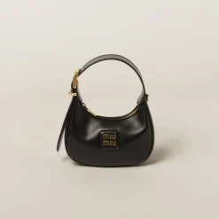 Black Leather Hobo Bag | Miu Miu