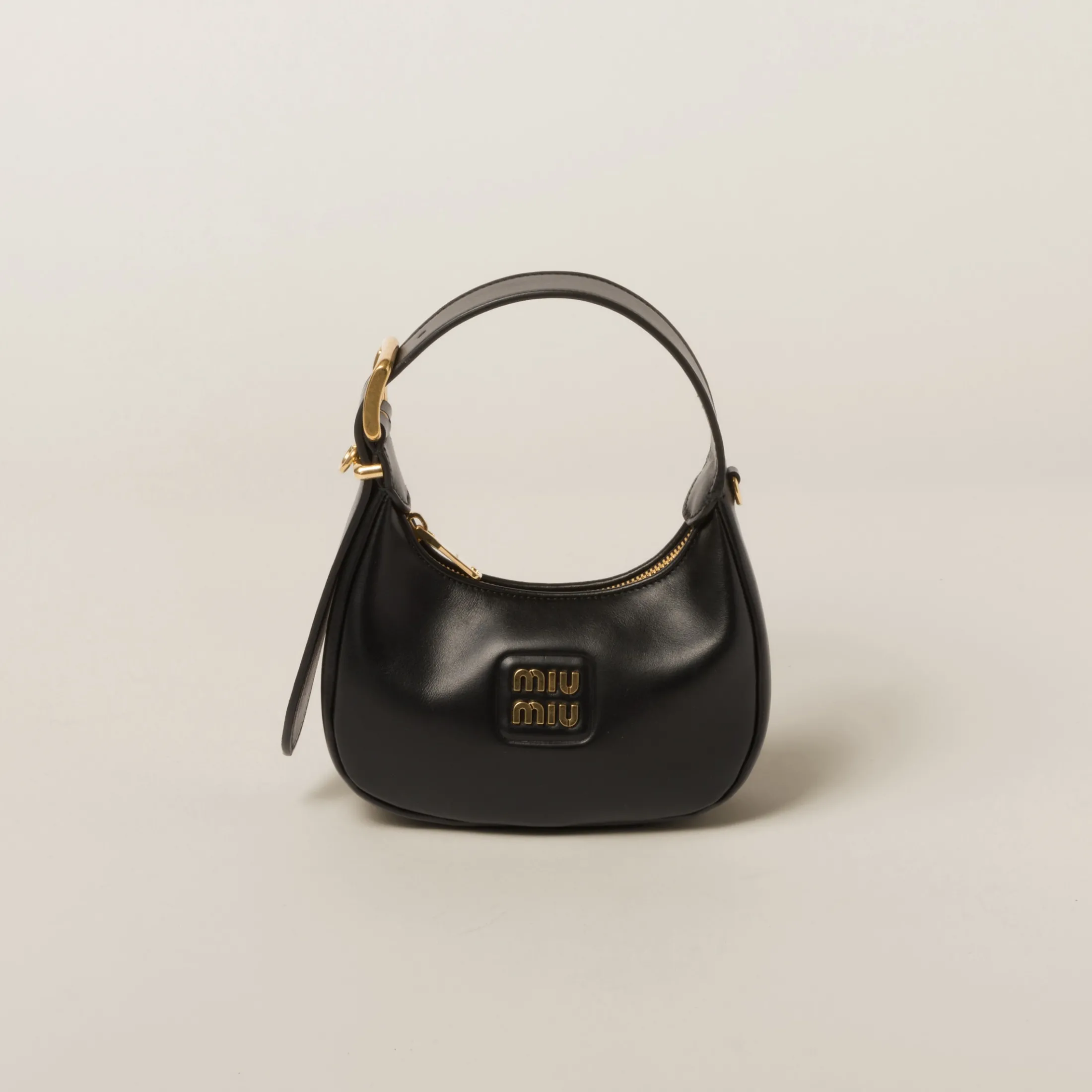 Black Leather Hobo Bag | Miu Miu