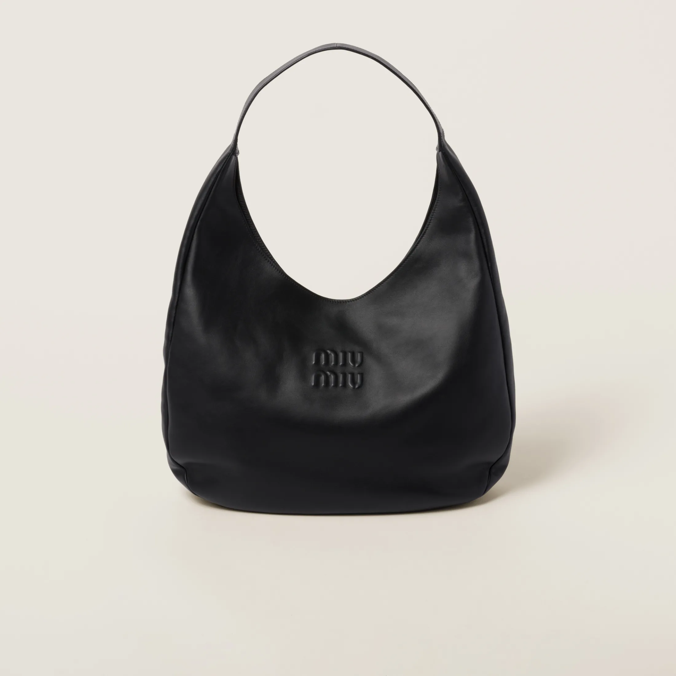 Black Leather Hobo Bag | Miu Miu