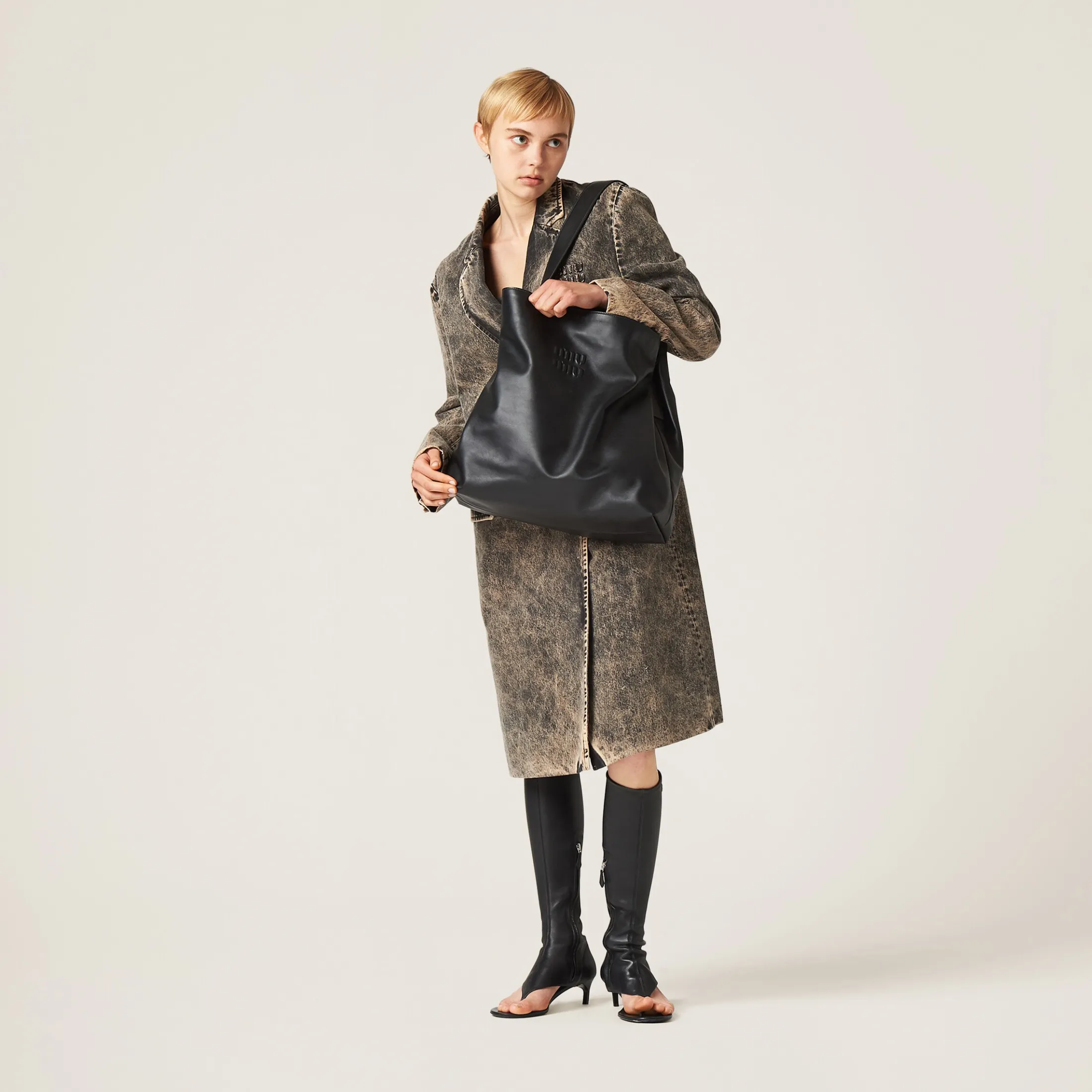 Black Leather Hobo Bag | Miu Miu