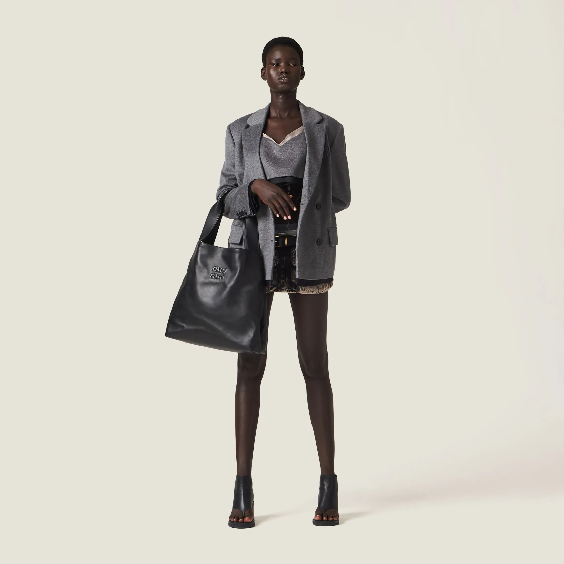 Black Leather Hobo Bag | Miu Miu