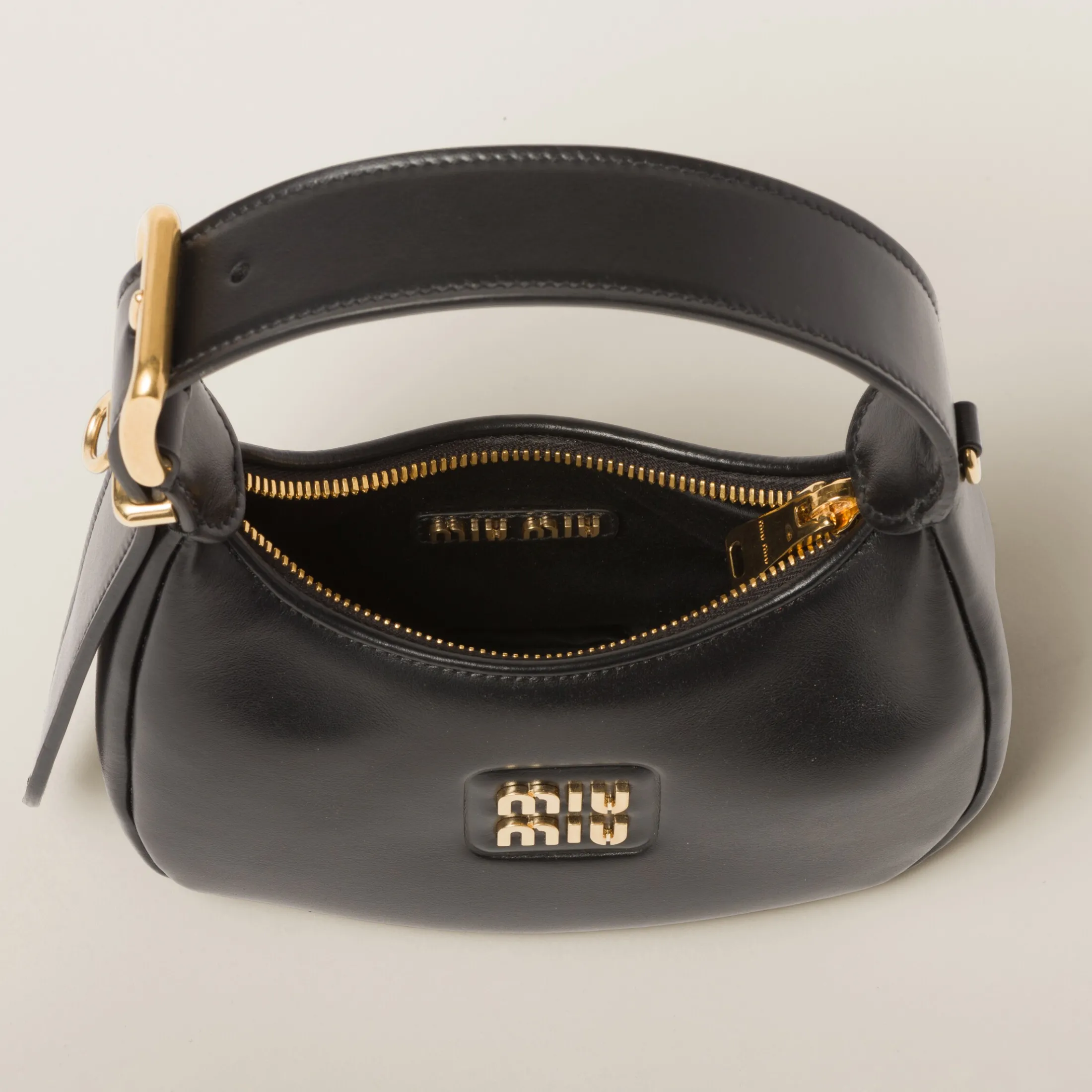 Black Leather Hobo Bag | Miu Miu