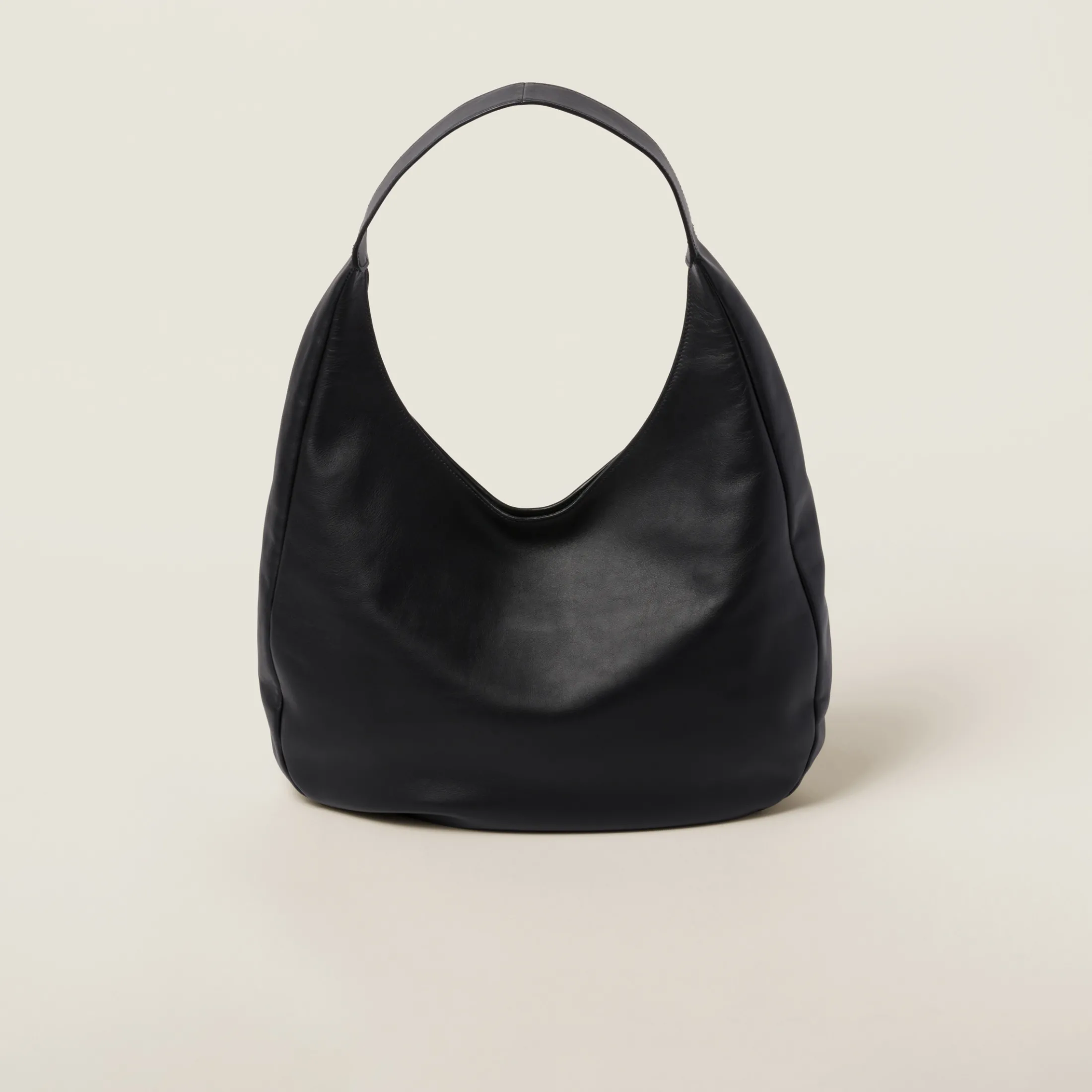 Black Leather Hobo Bag | Miu Miu