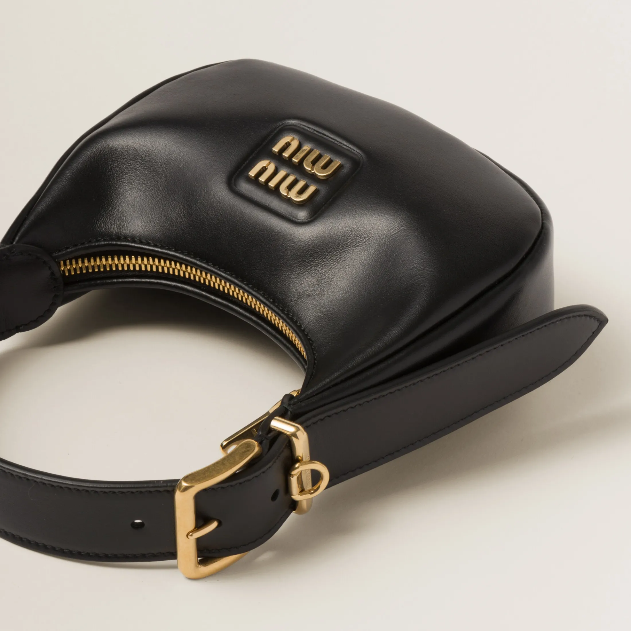 Black Leather Hobo Bag | Miu Miu