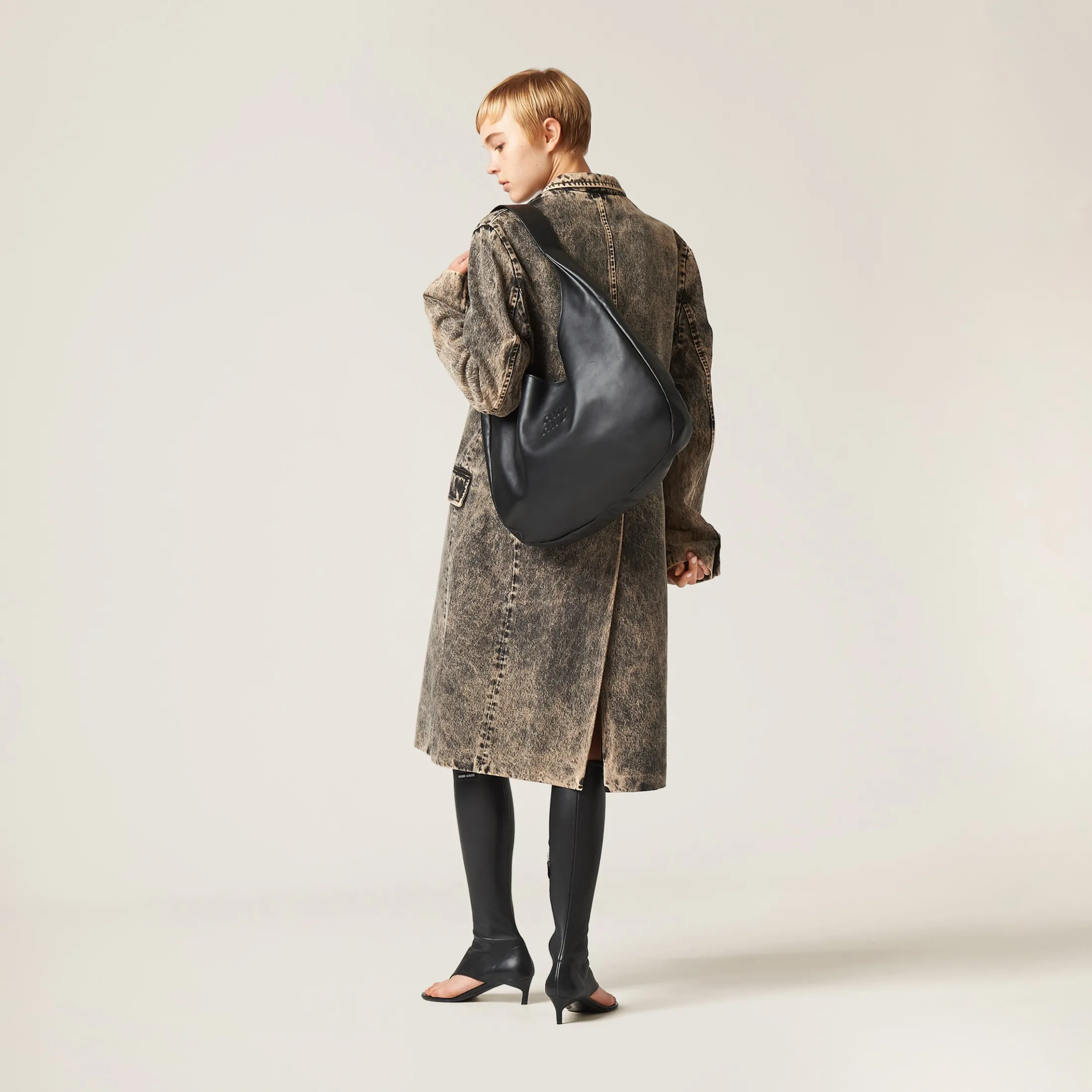 Black Leather Hobo Bag | Miu Miu