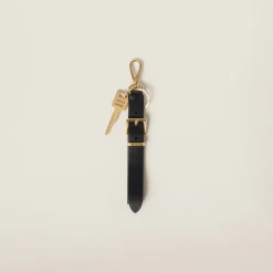 Black Leather Key Ring | Miu Miu
