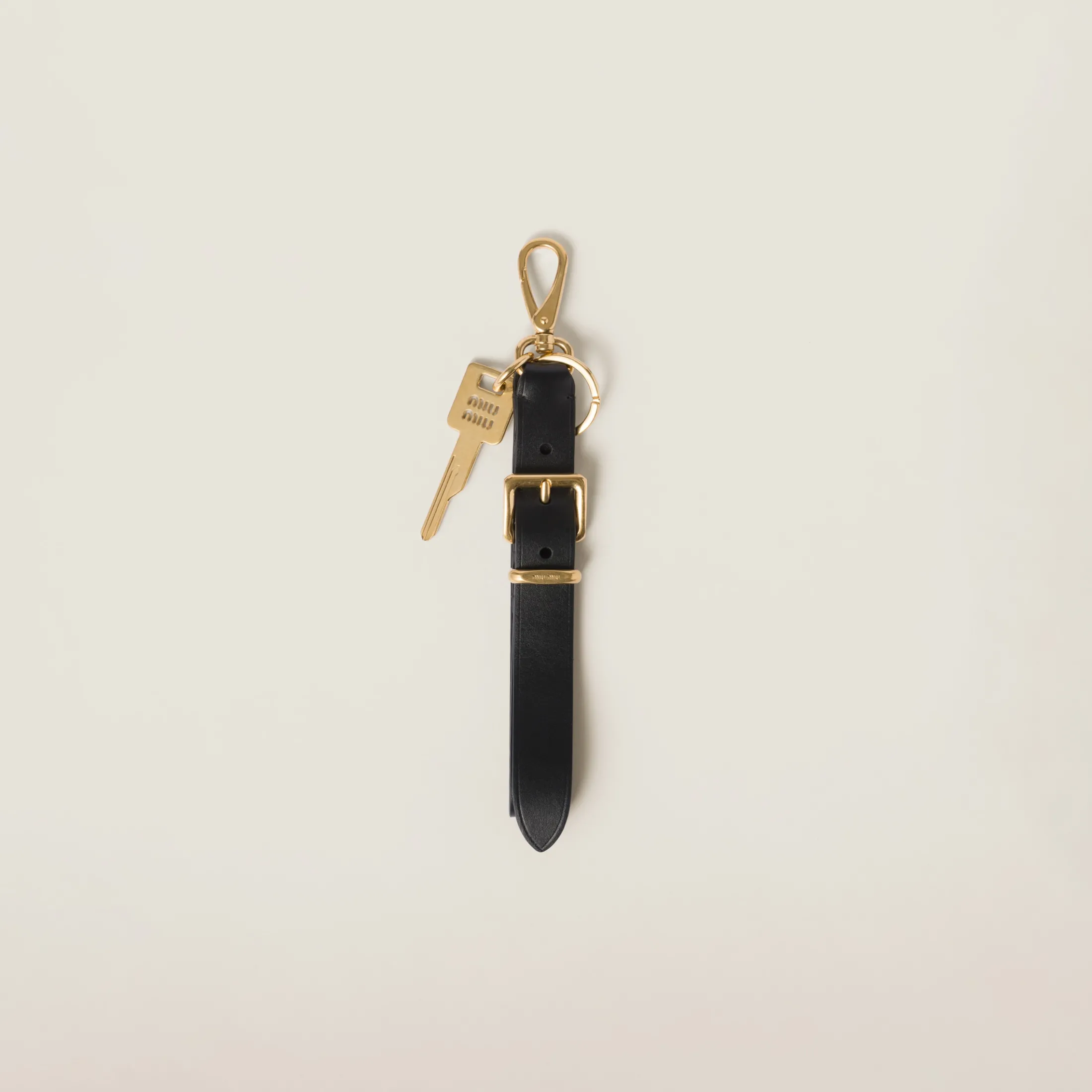 Black Leather Key Ring | Miu Miu