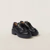 Black Leather Lace-up Shoes | Miu Miu