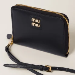 Black Leather Passport Holder | Miu Miu