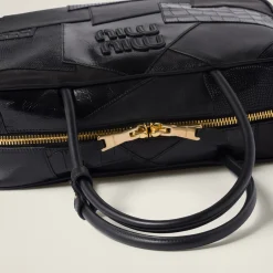 Black Leather Patchwork Top-handle Bag | Miu Miu