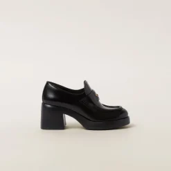 Black Leather Penny Loafers | Miu Miu