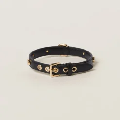 Black Leather Pet Collar | Miu Miu