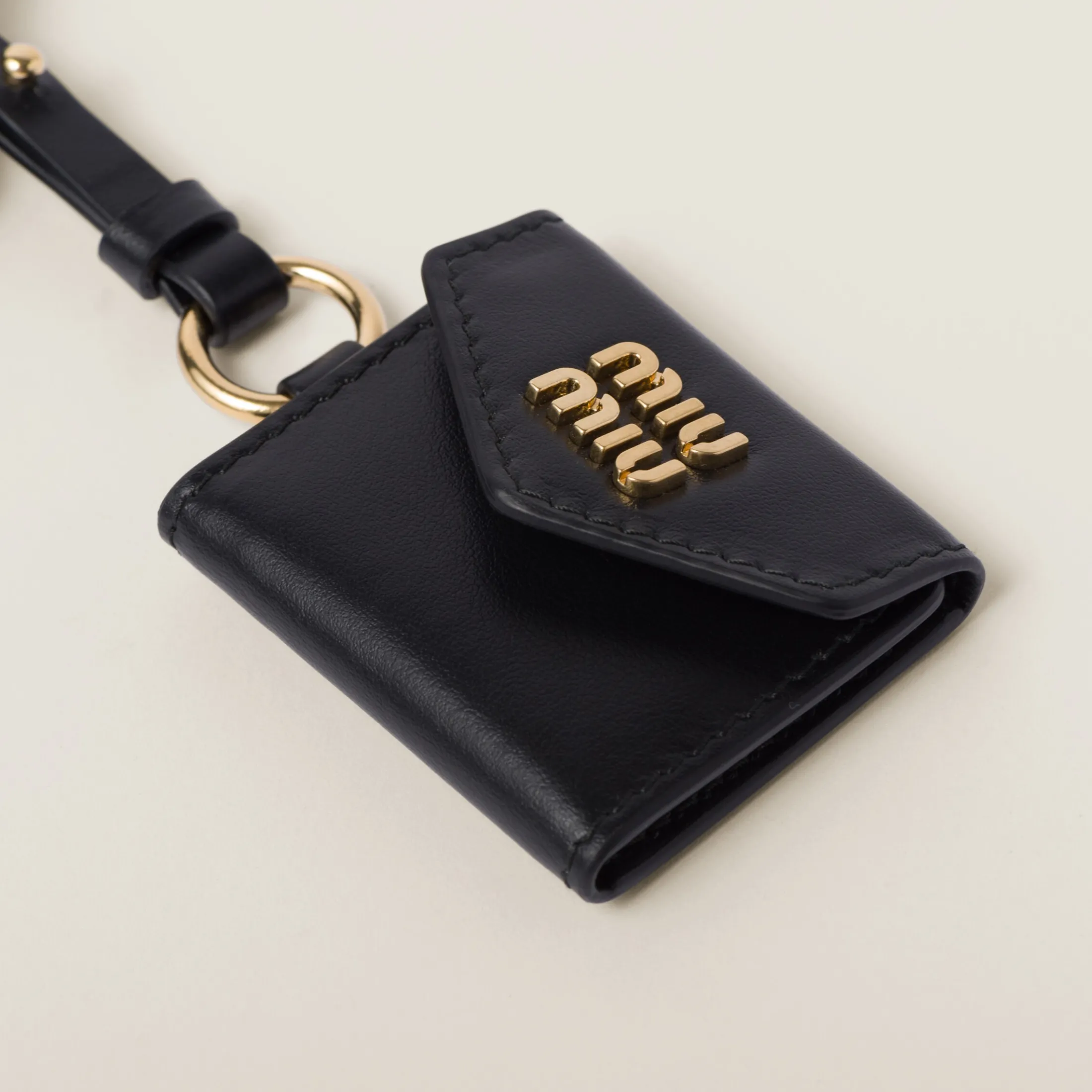 Black Leather Photo Holder Accessory | Miu Miu