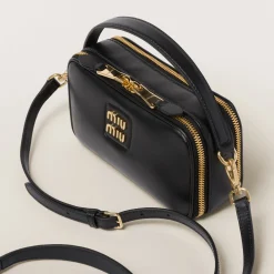 Black Leather Shoulder Bag | Miu Miu