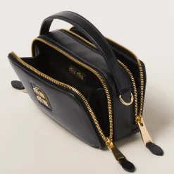 Black Leather Shoulder Bag | Miu Miu
