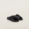 Black Leather Slides | Miu Miu