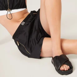 Black Leather Slides | Miu Miu