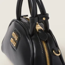 Black Leather Top-handle Bag | Miu Miu