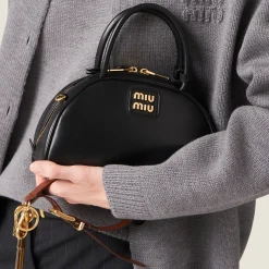 Black Leather Top-handle Bag | Miu Miu
