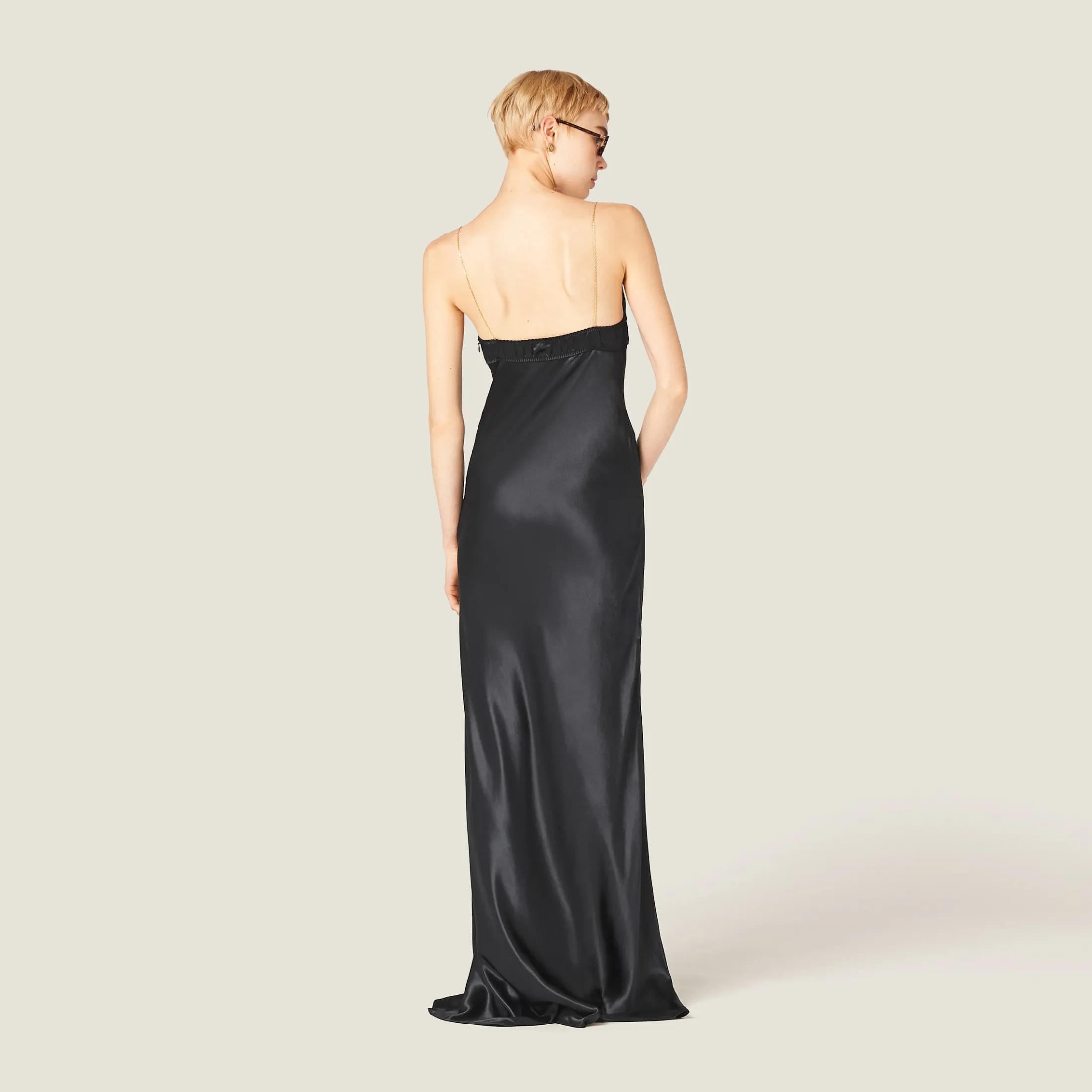 Black Long Satin Dress | Miu Miu