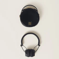 Black Marshall X Miu Miu Headphones With Leather Case | Miu Miu