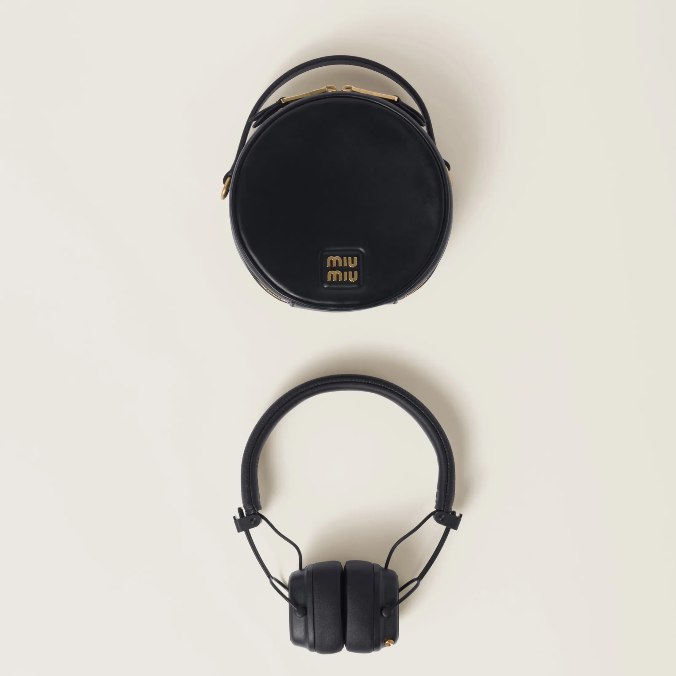 Black Marshall X Miu Miu Headphones With Leather Case | Miu Miu