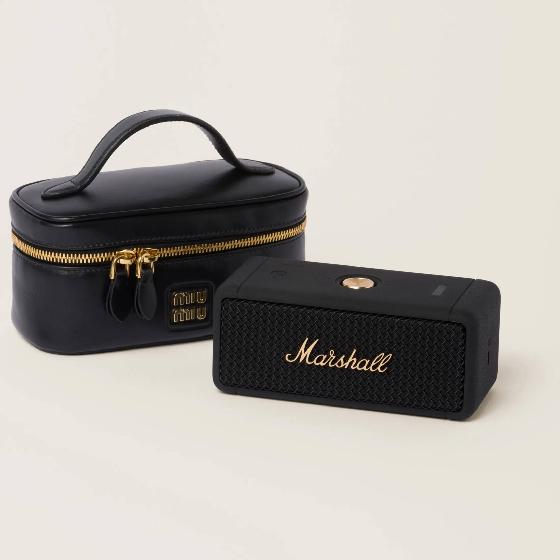 Black Marshall X Miu Miu Speaker With Leather Case | Miu Miu