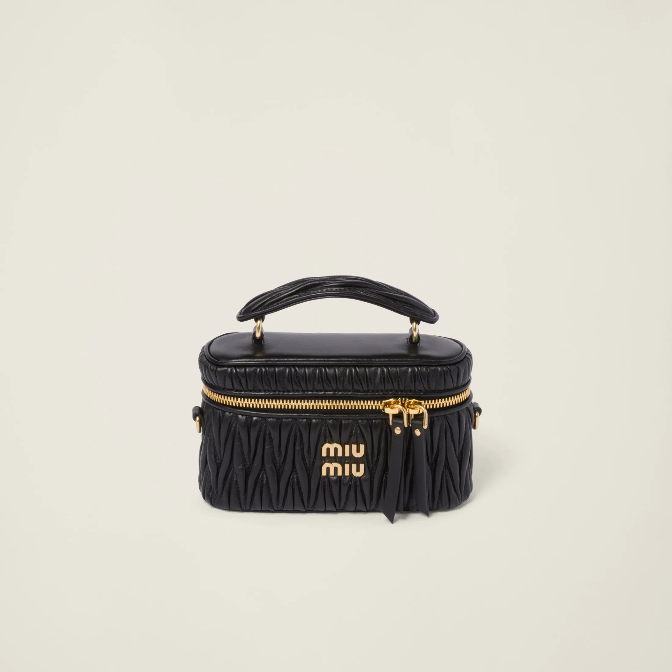Black Matelassé Nappa Leather Shoulder Bag | Miu Miu