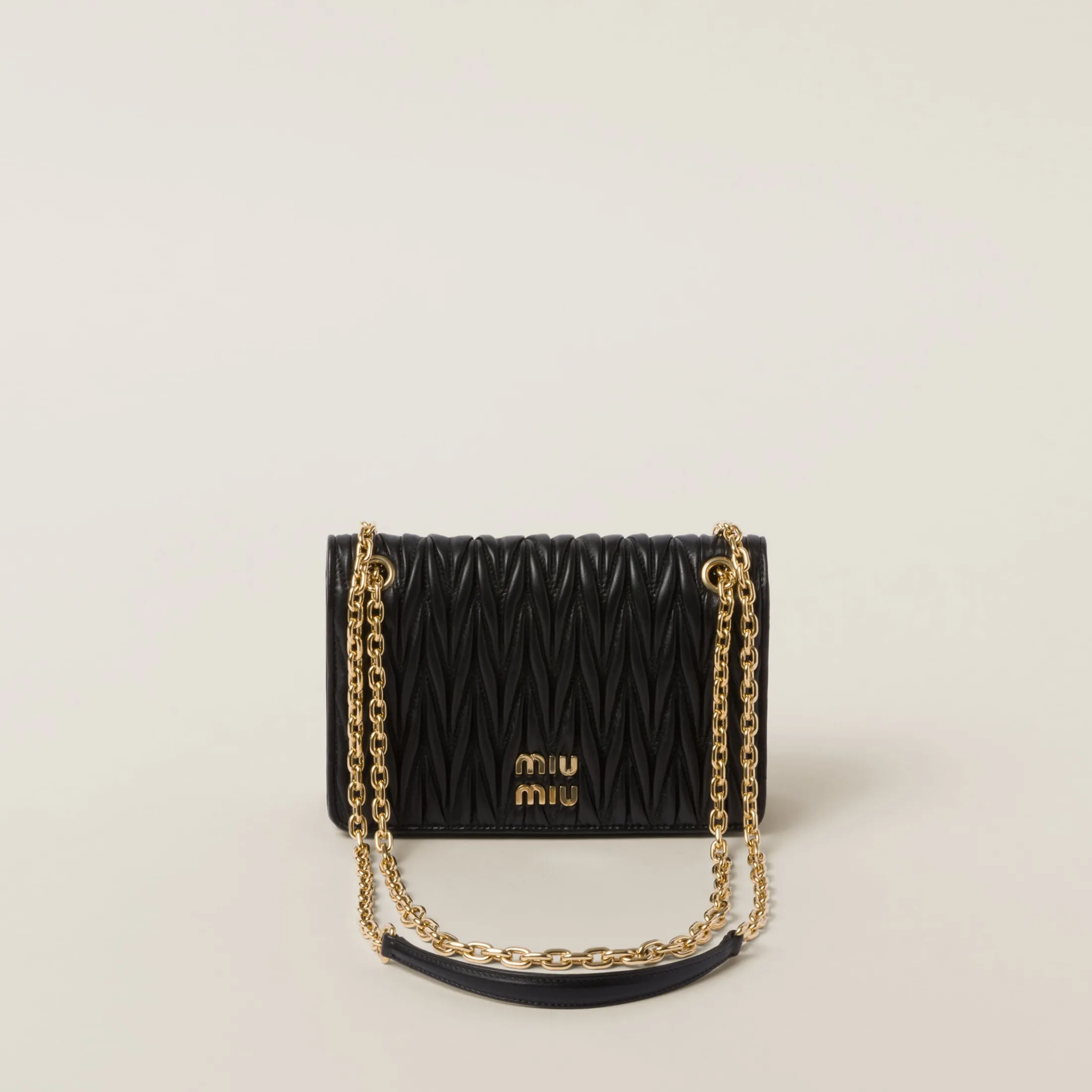 Black Matelassé Nappa Leather Mini-bag | Miu Miu