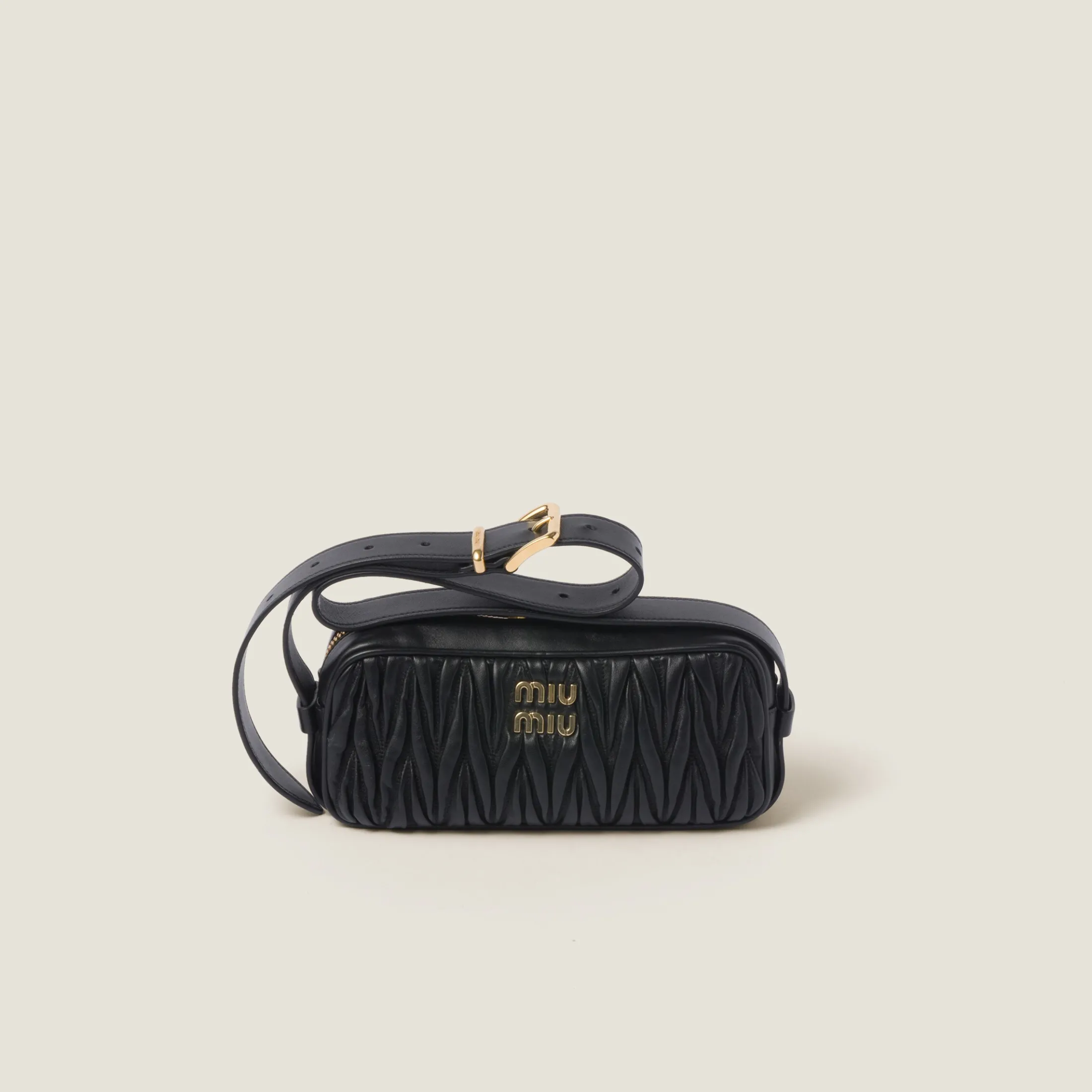 Black Matelassé Nappa Leather Shoulder Bag | Miu Miu