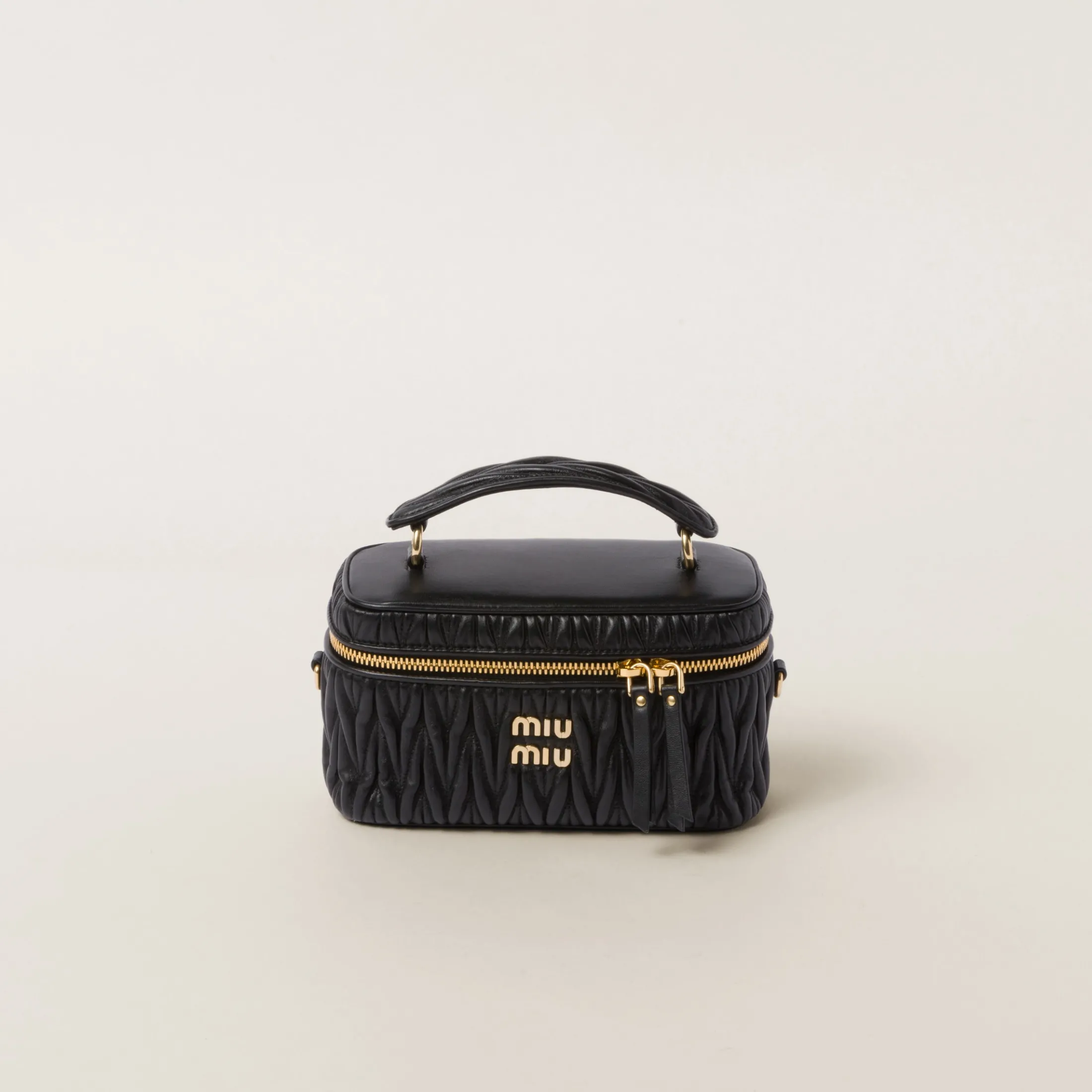 Black Matelassé Nappa Leather Shoulder Bag | Miu Miu