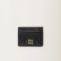 Black Matelassé Nappa Leather Card Holder | Miu Miu