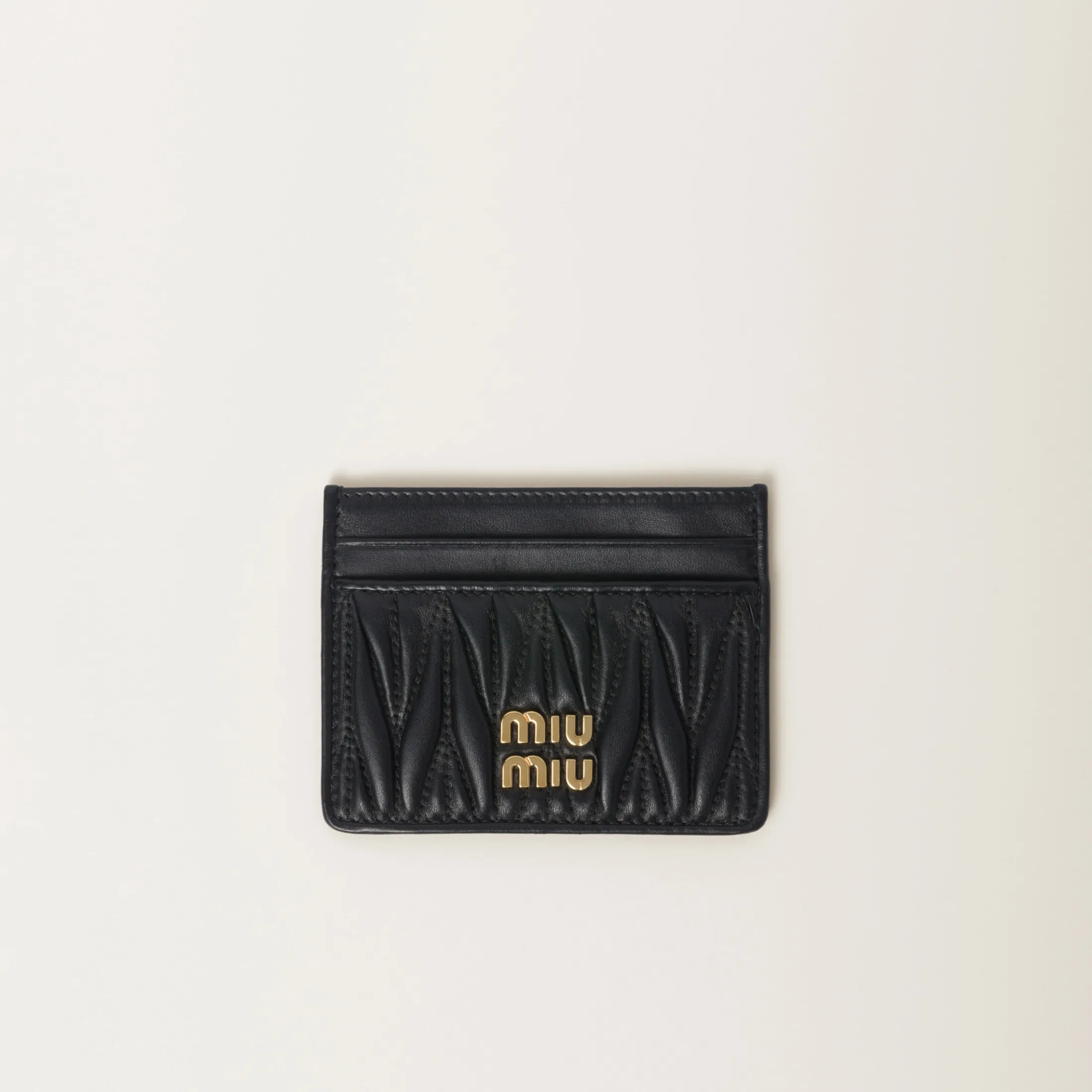Black Matelassé Nappa Leather Card Holder | Miu Miu