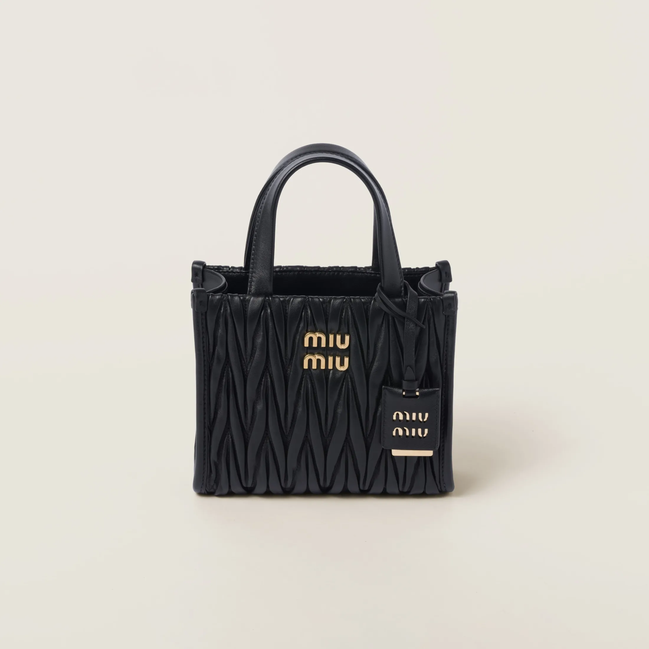 Black Matelassé Nappa Leather Handbag | Miu Miu