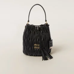 Black Matelassé Nappa Leather Bucket Bag | Miu Miu