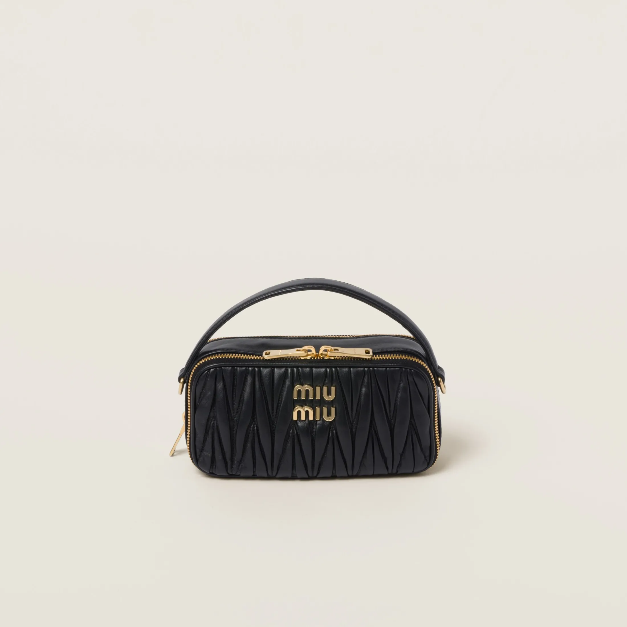 Black Matelassé Nappa Leather Shoulder Bag | Miu Miu