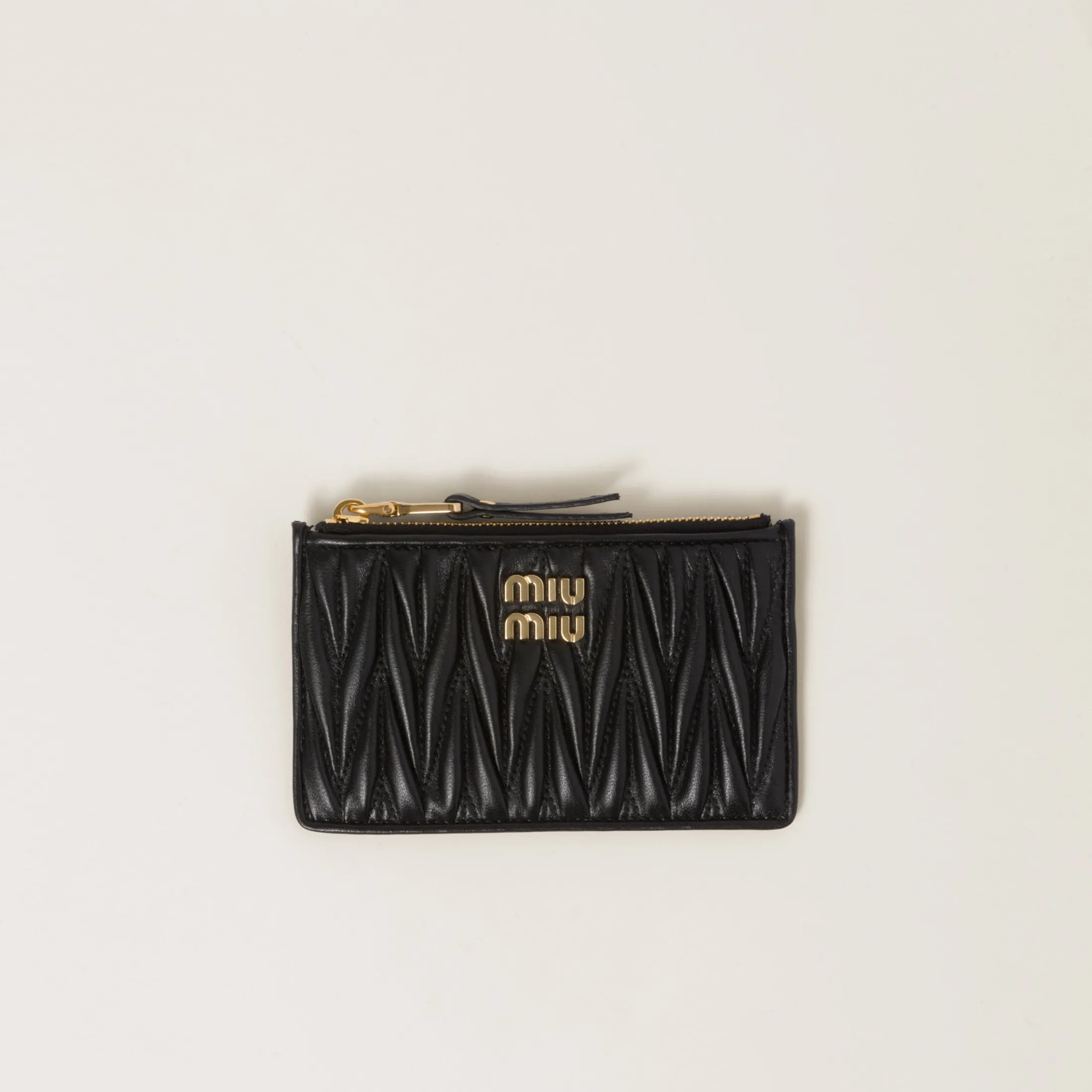 Black Matelassé Nappa Leather Envelope Wallet | Miu Miu