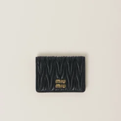 Black Matelassé Nappa Leather Card Holder | Miu Miu