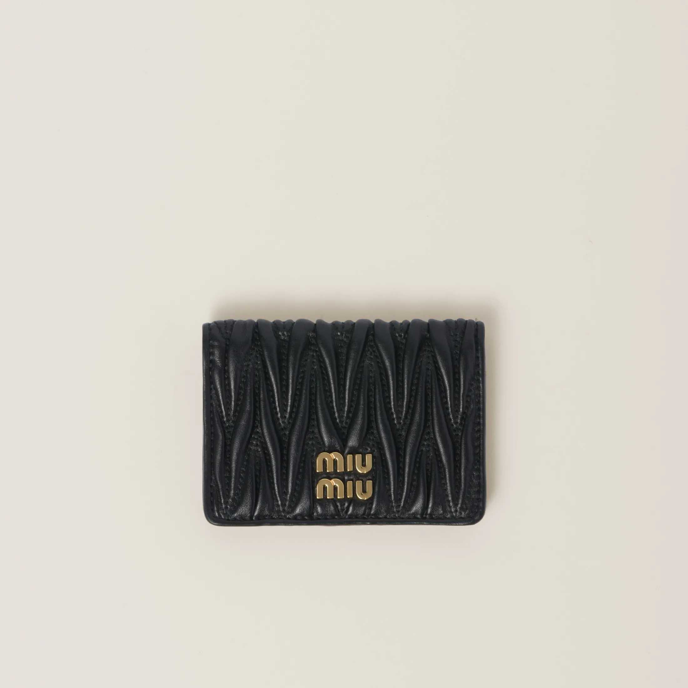 Black Matelassé Nappa Leather Card Holder | Miu Miu