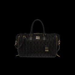 Black Matelassé Nappa Leather Handbag | Miu Miu
