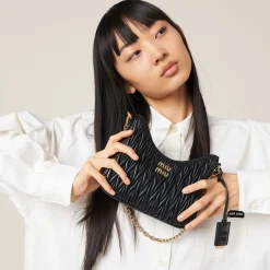 Black Matelassé Nappa Leather Shoulder Bag | Miu Miu
