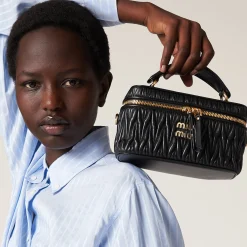 Black Matelassé Nappa Leather Shoulder Bag | Miu Miu