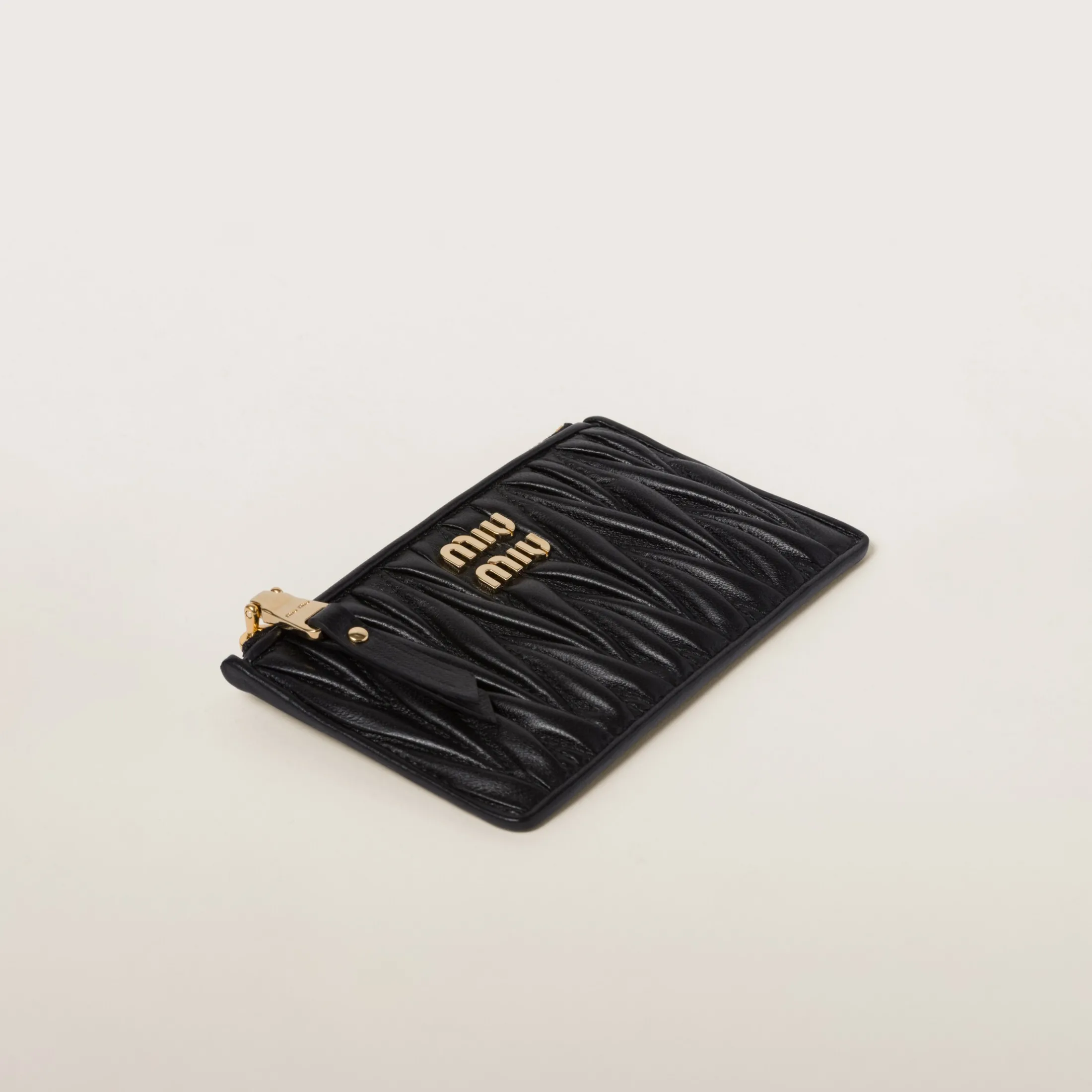 Black Matelassé Nappa Leather Envelope Wallet | Miu Miu