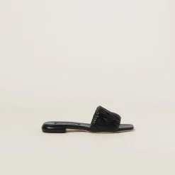 Black Matelassé Nappa Leather Slides | Miu Miu