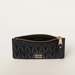 Black Matelassé Nappa Leather Envelope Wallet | Miu Miu